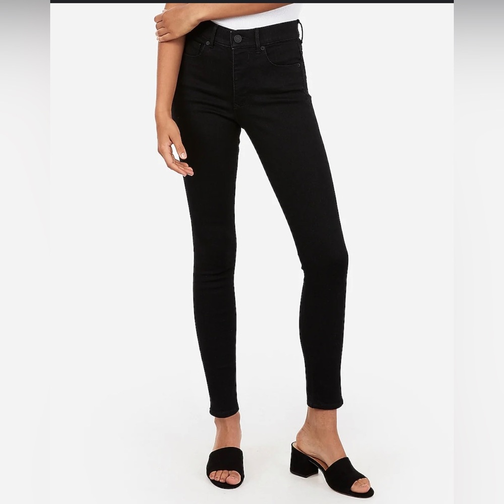 Express Denim Perfect High Rise Ankle legging Black -4